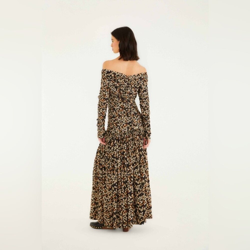 Farm Rio: Black Tiny Flowers Long SleeveMaxi Dress - Picture 5 of 15